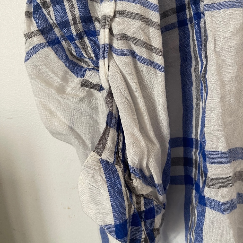 Hester & Orchard White Blue Plaid Button Down Shirt - Picture 5 of 5